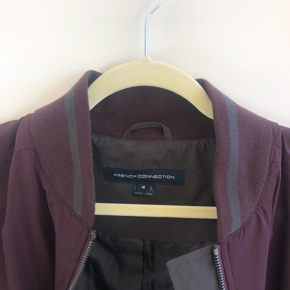 French Connection Maroon Bomber Jacket